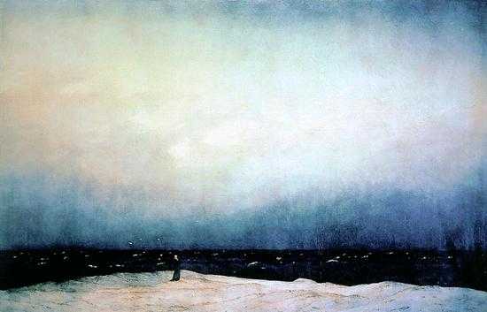 “Munk ved havet” af Caspar David Friedrich Oliemaleri af nattehimlen